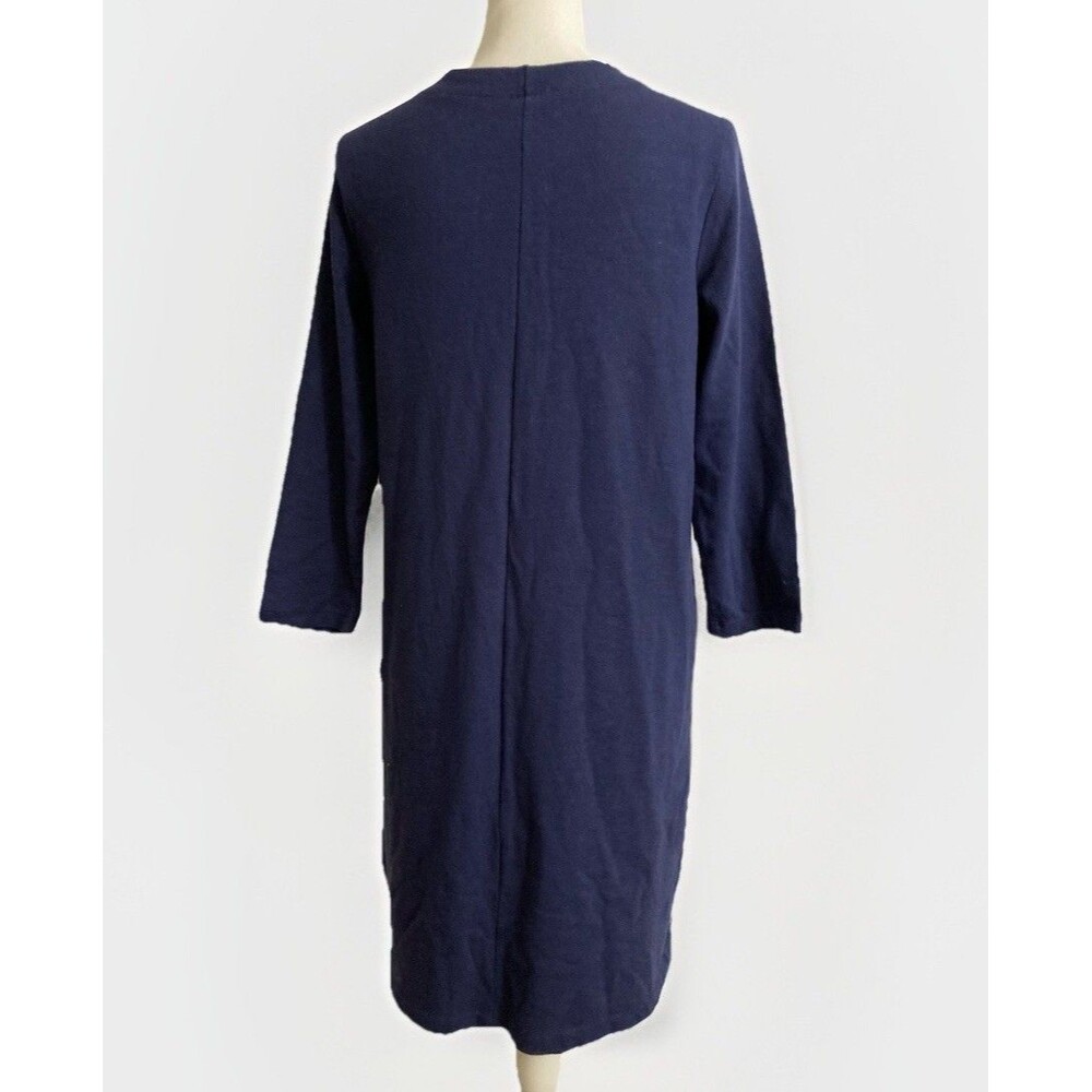 Old Navy Midi Dress Womens M Blue Knit Lace Up Long Sleeve Casual Pullover - Picture 2 of 7
